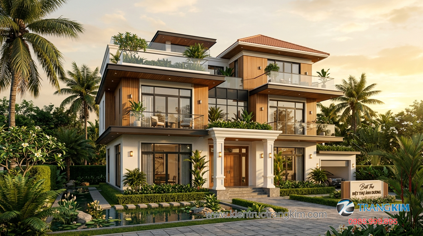 Ảnh minh hoạ: Phối cảnh biệt thự 3 tầng với nhiều phong cách kiến trúc khác nhau