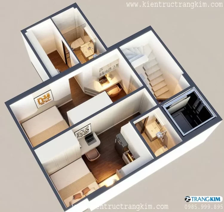 Phối cảnh tổng thể kiến trúc nhà cho thuê 45m2 với 5 tầng 1 lửng 1 tum 2 Phối cảnh tổng thể kiến trúc nhà cho thuê 45m2 với 5 tầng 1 lửng 1 tum 2