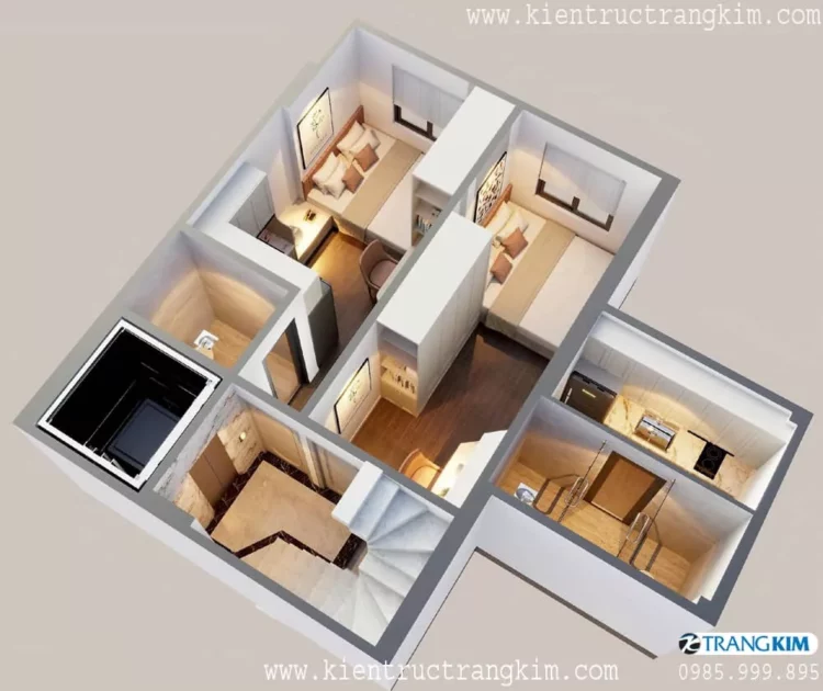 Phối cảnh tổng thể kiến trúc nhà cho thuê 45m2 với 5 tầng 1 lửng 1 tum 3 Phối cảnh tổng thể kiến trúc nhà cho thuê 45m2 với 5 tầng 1 lửng 1 tum 3