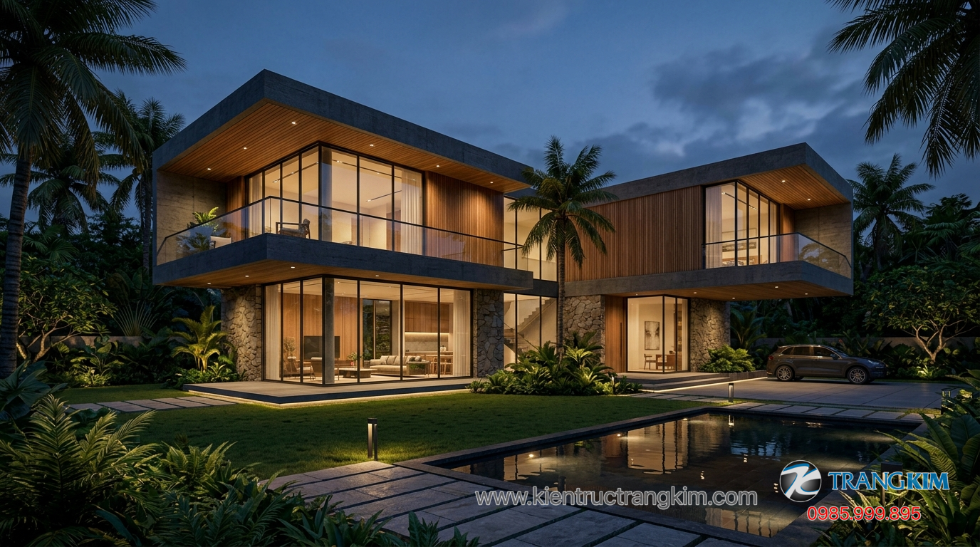 Năng lực tư vấn giải pháp kiến trúc phù hợp 1 Ảnh minh hoạ: Phối cảnh thiết kế biệt thự hiện đại do kiến trúc sư thực hiện