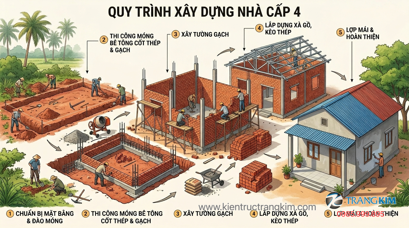 Những sai lầm cần tránh khi xây nhà ngân sách thấp 1 Ảnh minh hoạ: Quy trình thi công nhà cấp 4 tiết kiệm chi phí