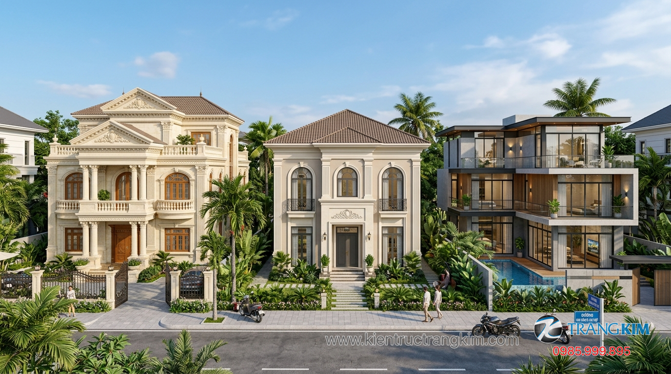 Ảnh minh hoạ: So sánh ba phong cách biệt thự cổ điển, tân cổ điển và hiện đại