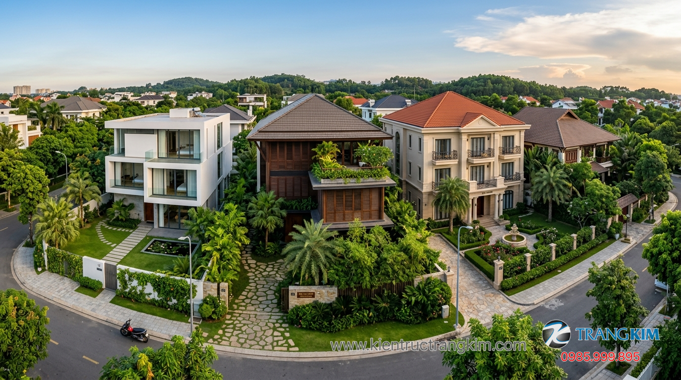 Ảnh minh hoạ: So sánh các phong cách biệt thự vườn 2 tầng thực tế