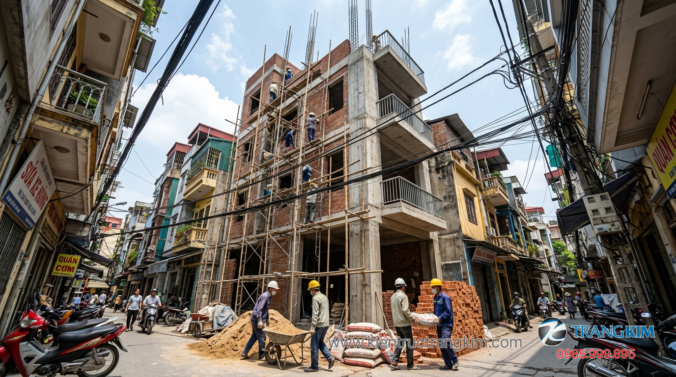 Ảnh minh hoạ: Thi công nhà phố 5x13m nhiều tầng tại Việt Nam