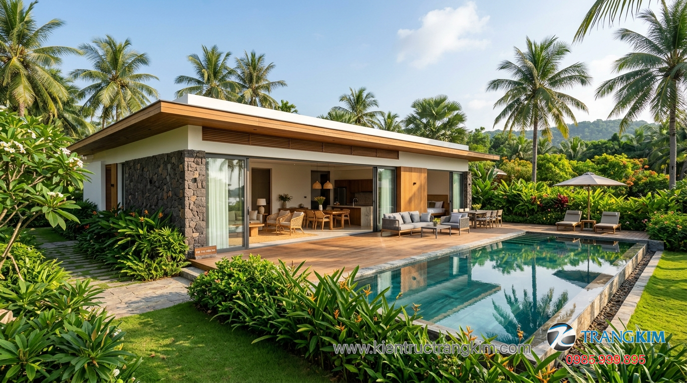 Ảnh minh hoạ: Thiết kế biệt thự vườn 1 tầng thực tế hoàn thiện