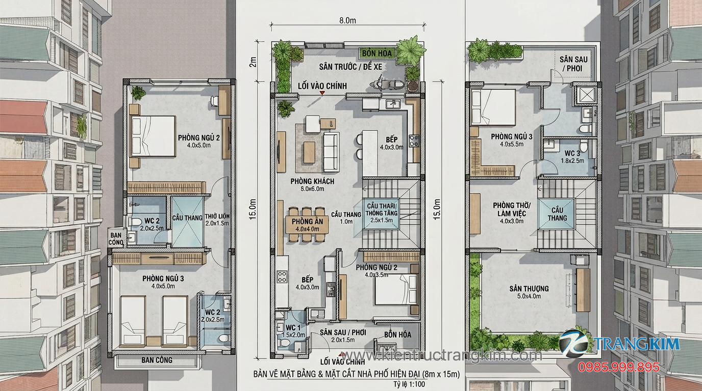 Lựa chọn phong cách kiến trúc phù hợp 1 Ảnh minh hoạ: thiết kế mặt bằng nhà 8x15m tối ưu công năng