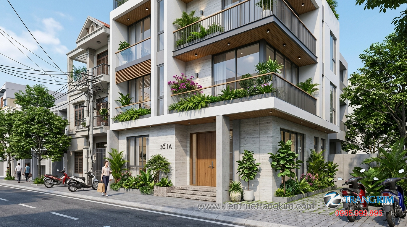 Bố trí không gian và công năng trong nhà phố 1 Ảnh minh hoạ: Thiết kế mặt tiền nhà giả biệt thự phong cách hiện đại