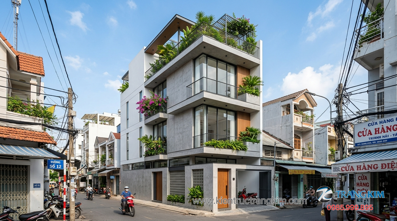 Ảnh minh hoạ: thiết kế nhà 4x20m nhà ống hiện đại