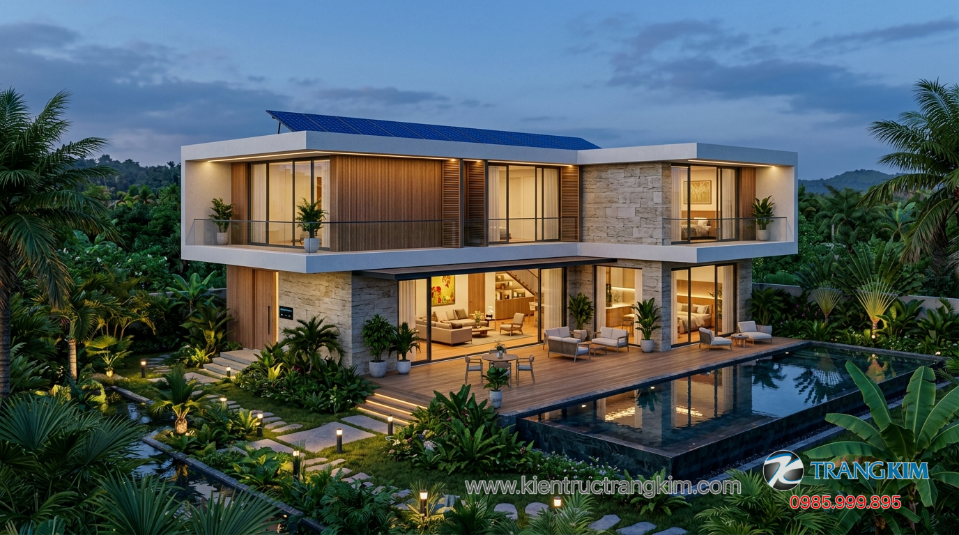 Ảnh minh hoạ: Xu hướng biệt thự vườn 2 tầng hiện đại tích hợp công nghệ