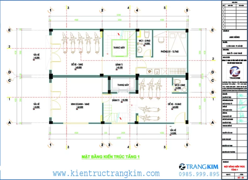 Mặt bằng thiết kế tầng 1 1