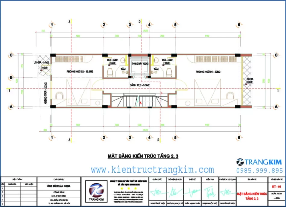 Mặt bằng thiết kế tầng 2, 3 1