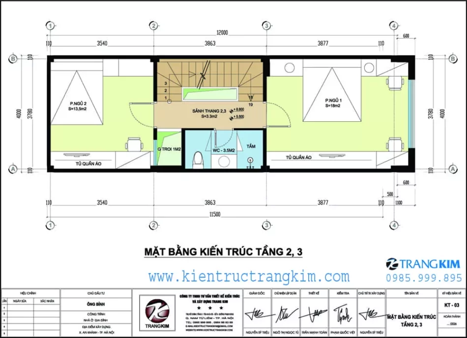 Mặt bằng thiết kế tầng 2,3 1