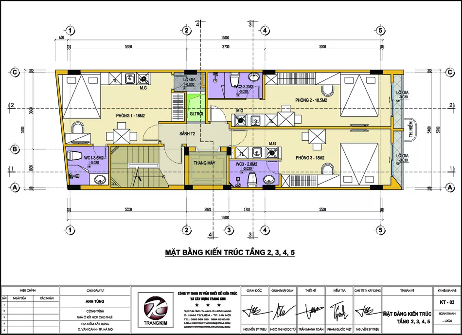 Mặt bằng thiết kế tầng 2 - 5 1