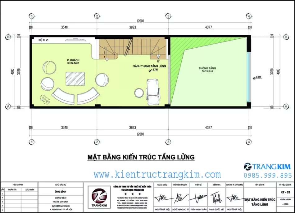 Mặt bằng thiết kế tầng lửng 1