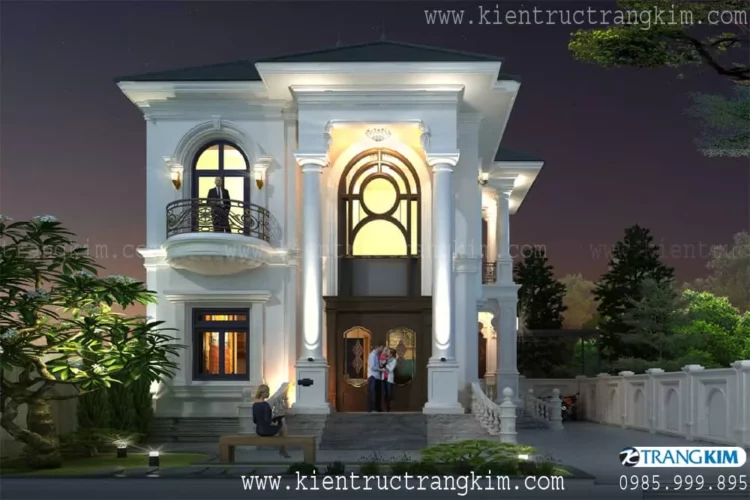 Hình ảnh phối cảnh Thiết kế biệt thự 2 tầng mái Nhật tân cổ điển trên diện tích đất 15.5m x 20.5m tại Kho 4 Hình ảnh phối cảnh Thiết kế biệt thự 2 tầng mái Nhật tân cổ điển trên diện tích đất 15.5m x 20.5m tại Kho 4
