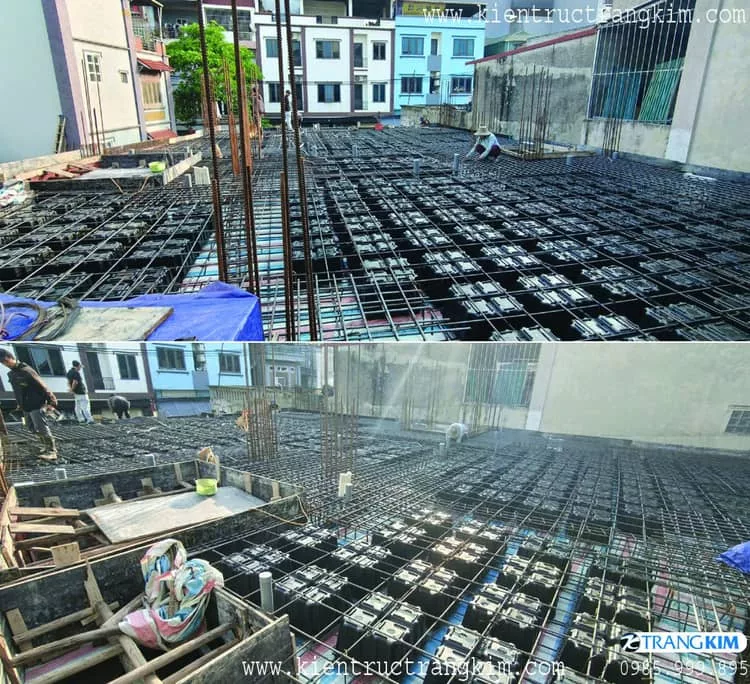 Hình ảnh thi công sàn hộp vượt nhịp 9m tại An Khánh 2