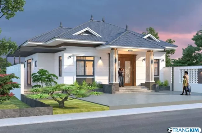 Thiết kế biệt thự nhà vườn 1 tầng mái Nhật hiện đại tại Bắc Ninh Thiết kế biệt thự nhà vườn 1 tầng mái Nhật hiện đại tại Bắc Ninh