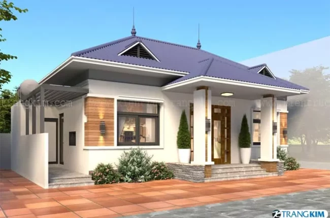 Thiết kế biệt thự nhà vườn 1 tầng mái Nhật tại Sơn Đồng, Hà Nội