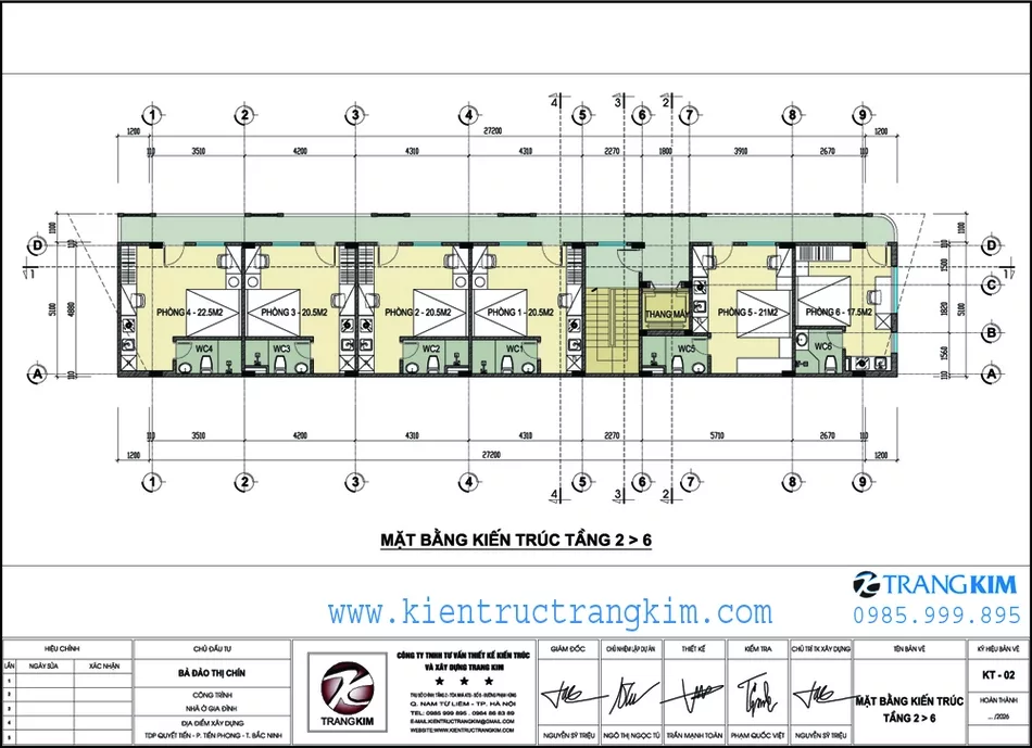 Mặt bằng thiết kế tầng 2-6 1
